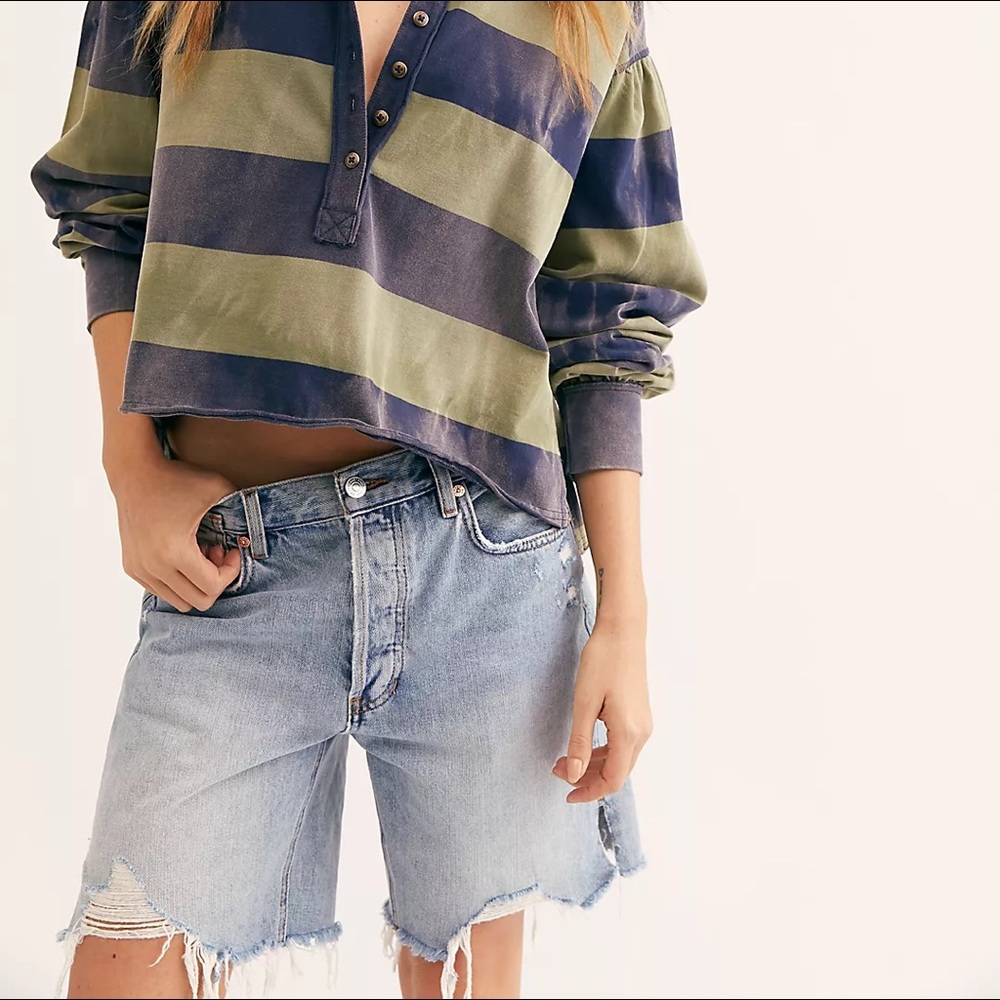 Free People Distressed Bermuda Shorts